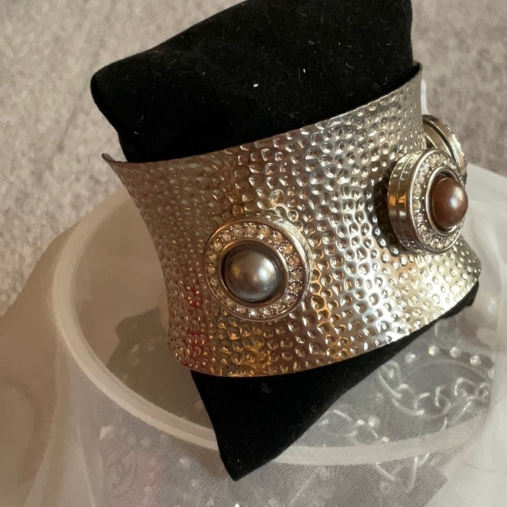 Gingersnap Silver Rhinestone Cuff Bracelet - Picture 3 of 3
